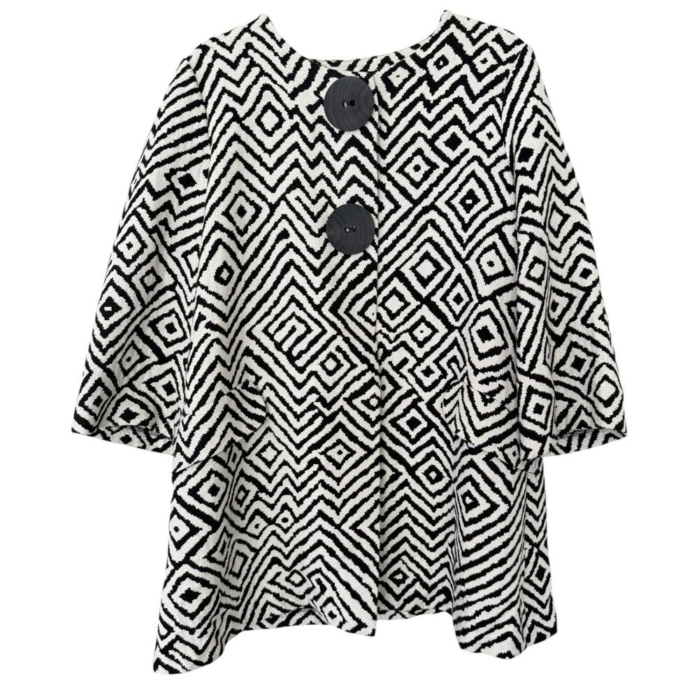 Caroline Biss Geometric Button Jacket Black White EU 44 Oversized